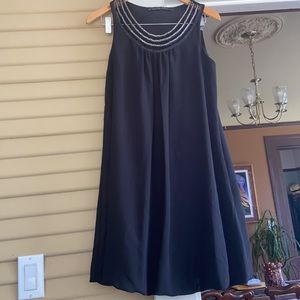 ZARA BEADED COLLAR BLACK SLEEVELESS TANK DRESS